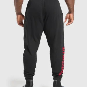 Fashion Gymshark Power Joggers Black/ConditioningRed