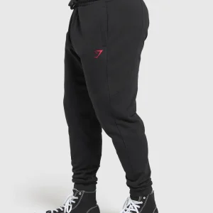 Fashion Gymshark Power Joggers Black/ConditioningRed