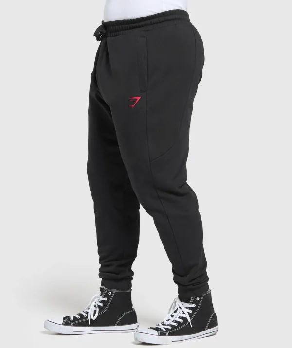 Fashion Gymshark Power Joggers Black/ConditioningRed