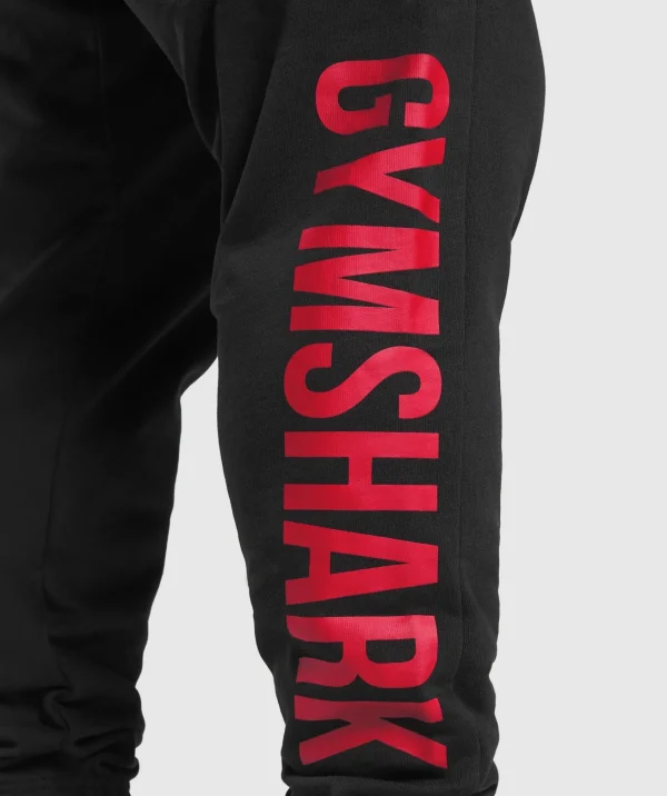 Fashion Gymshark Power Joggers Black/ConditioningRed