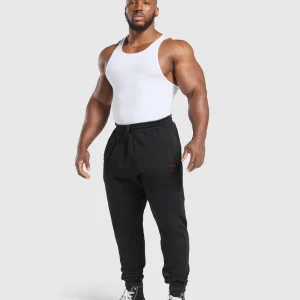 Fashion Gymshark Power Joggers Black/ConditioningRed