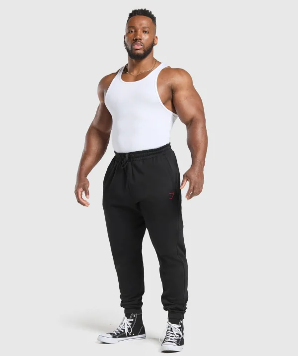 Fashion Gymshark Power Joggers Black/ConditioningRed