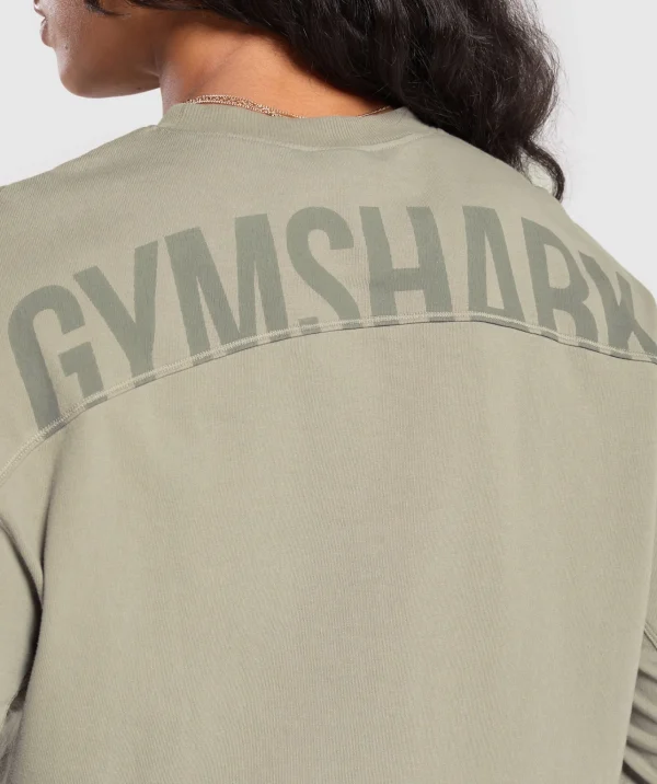 New Gymshark Power Oversized Long Sleeve Top LinenBrown