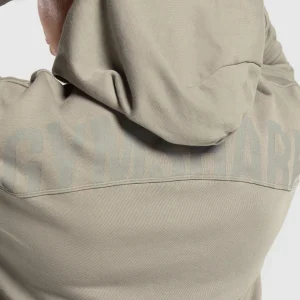 Discount Gymshark Power Oversized Zip Hoodie LinenBrown/AcidWash