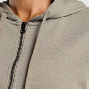 Discount Gymshark Power Oversized Zip Hoodie LinenBrown/AcidWash