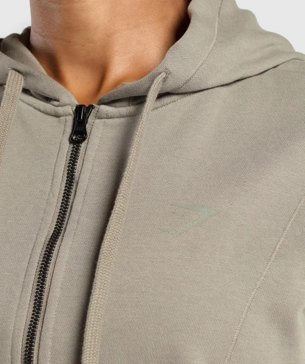 Discount Gymshark Power Oversized Zip Hoodie LinenBrown/AcidWash