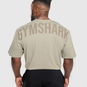 Fashion Gymshark Power T-Shirt EcruBrown