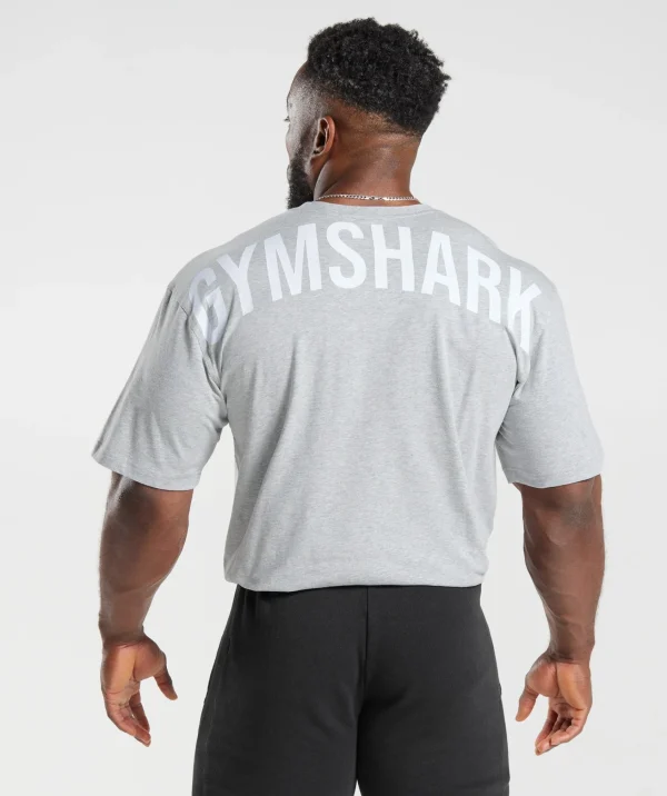 Outlet Gymshark Power T-Shirt LightGreyCoreMarl