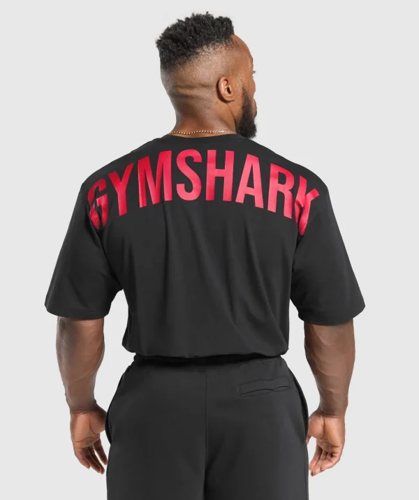 Discount Gymshark Power T-Shirt Black/ConditioningRed