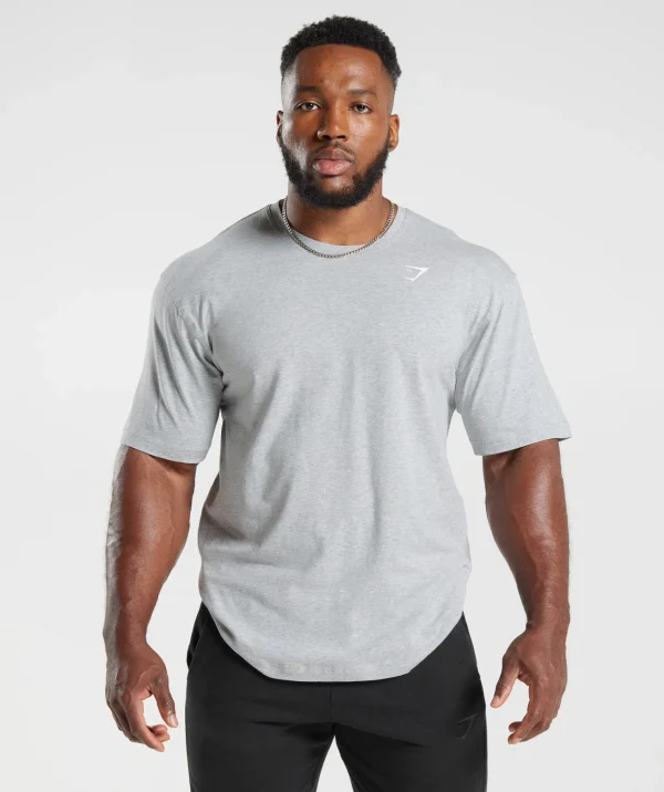 Outlet Gymshark Power T-Shirt LightGreyCoreMarl