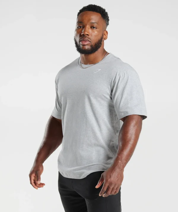 Outlet Gymshark Power T-Shirt LightGreyCoreMarl