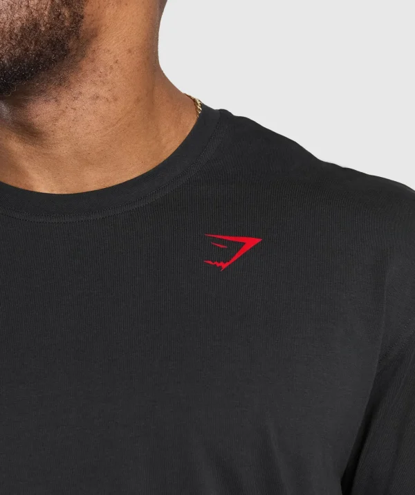 Discount Gymshark Power T-Shirt Black/ConditioningRed