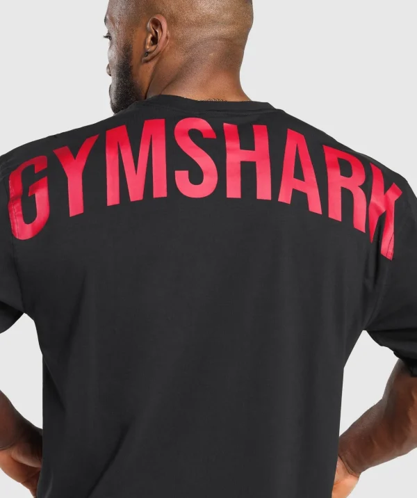 Discount Gymshark Power T-Shirt Black/ConditioningRed