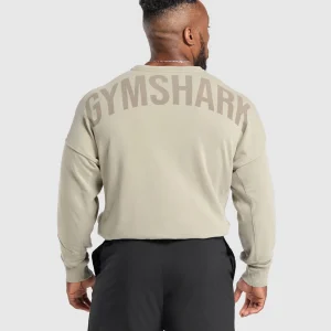 Clearance Gymshark Power Washed Crew EcruBrown