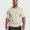 New Gymshark Power Washed Short Sleeve Crew EcruBrown