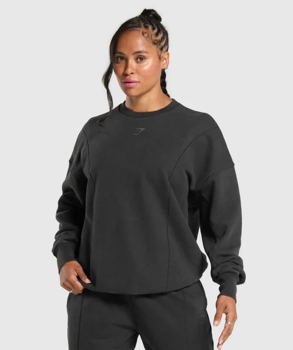 Clearance Gymshark Power Washed Sweatshirt Black