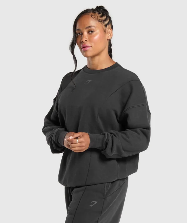 Clearance Gymshark Power Washed Sweatshirt Black