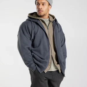 Hot Gymshark Power Zip Hoodie CosmicGrey