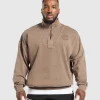 Sale Gymshark Premium Legacy 1/4 Zip SoftBrown