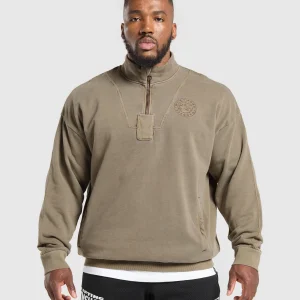 Discount Gymshark Premium Legacy 1/4 Zip CamoBrown