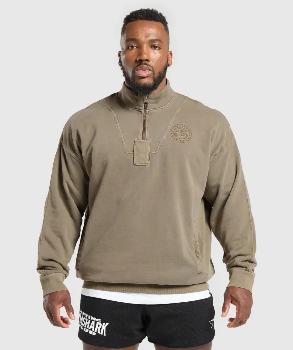 Discount Gymshark Premium Legacy 1/4 Zip CamoBrown