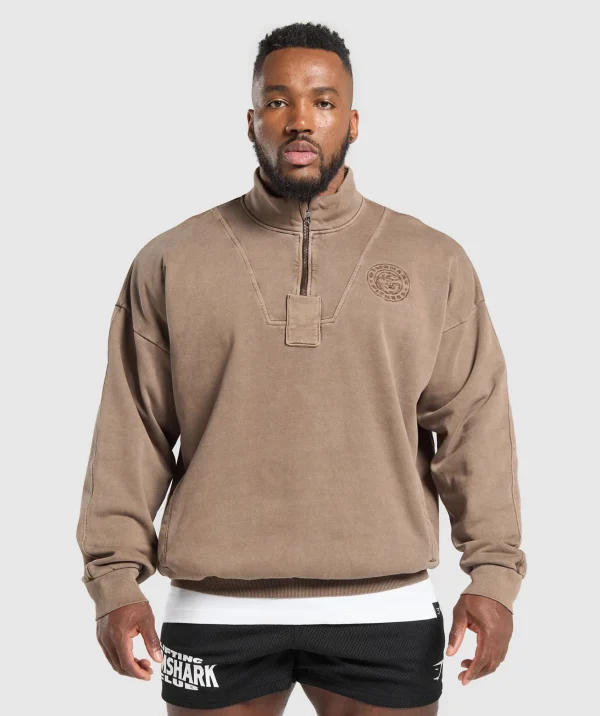 Sale Gymshark Premium Legacy 1/4 Zip SoftBrown