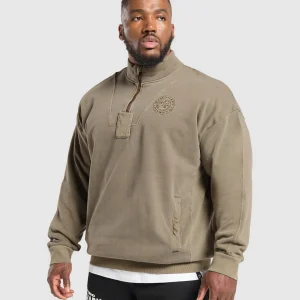 Discount Gymshark Premium Legacy 1/4 Zip CamoBrown