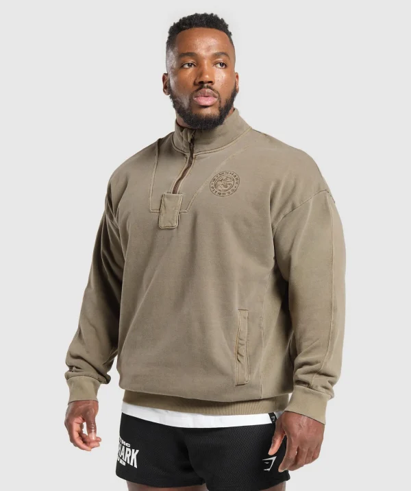 Discount Gymshark Premium Legacy 1/4 Zip CamoBrown