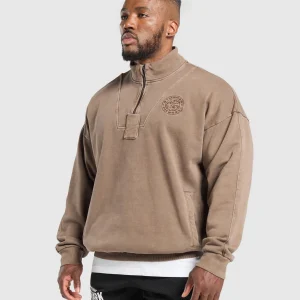 Sale Gymshark Premium Legacy 1/4 Zip SoftBrown