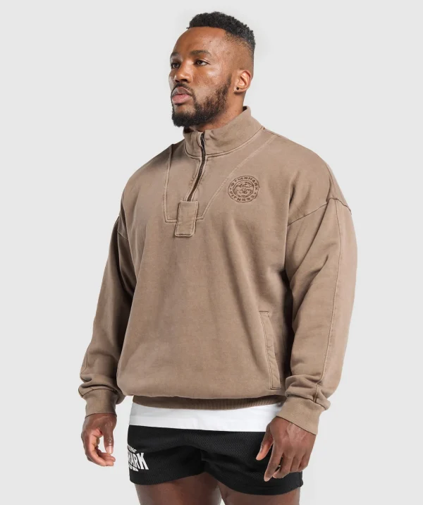 Sale Gymshark Premium Legacy 1/4 Zip SoftBrown