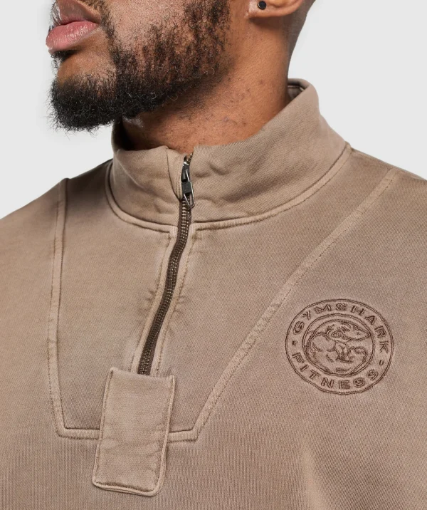 Sale Gymshark Premium Legacy 1/4 Zip SoftBrown