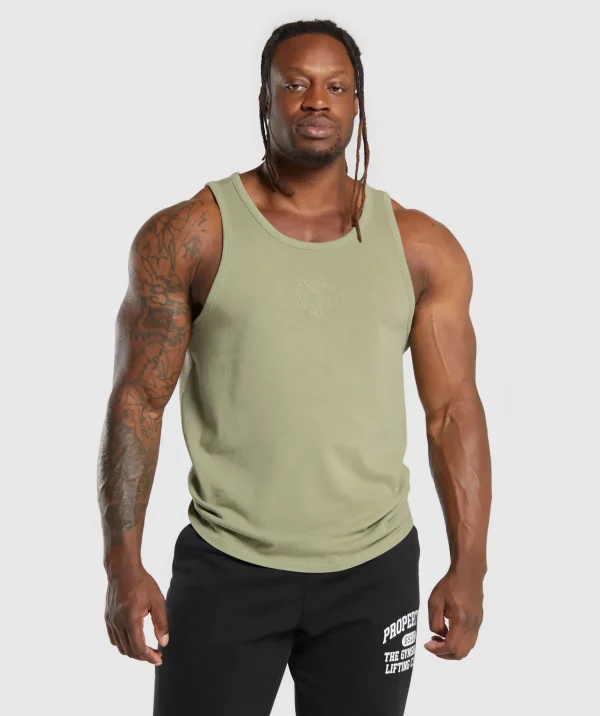 Online Gymshark Premium Legacy Tank NaturalSageGreen