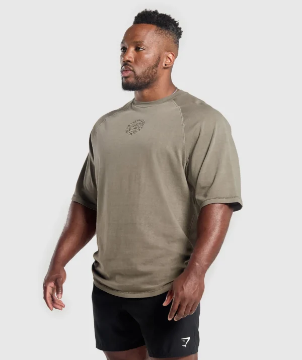 Discount Gymshark Premium Legacy T-Shirt CamoBrown