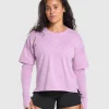 Outlet Gymshark Premium Legacy Washed 2-in-1 Long Sleeve WarmLilac