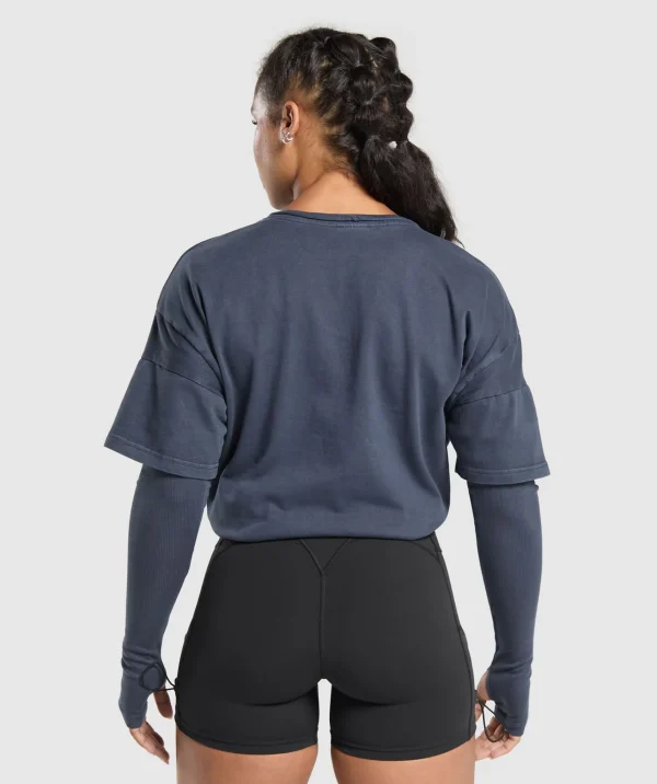 Best Gymshark Premium Legacy Washed 2-in-1 Long Sleeve HeavyBlue