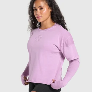 Outlet Gymshark Premium Legacy Washed 2-in-1 Long Sleeve WarmLilac