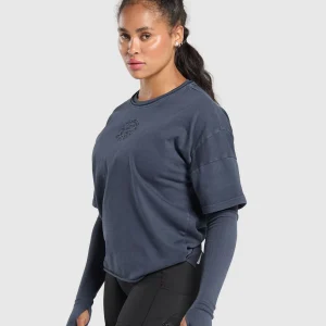 Best Gymshark Premium Legacy Washed 2-in-1 Long Sleeve HeavyBlue