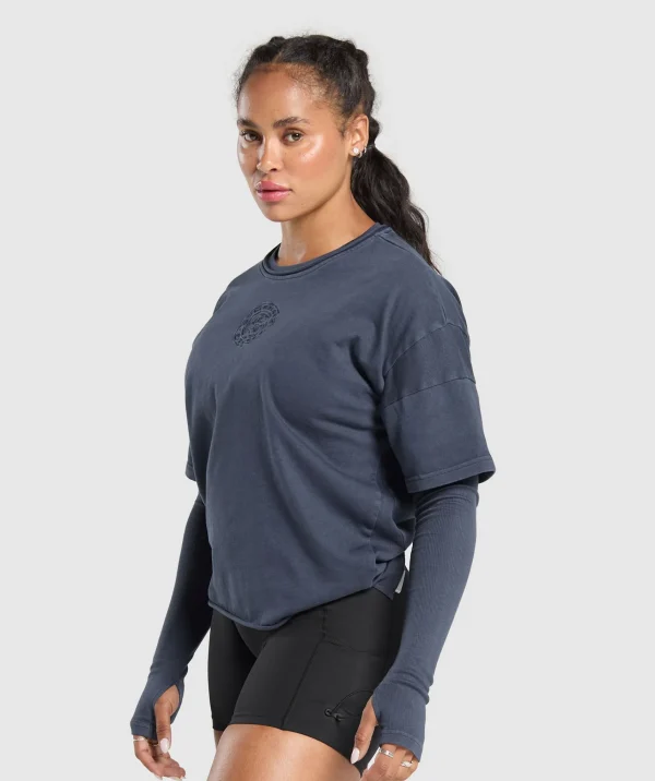 Best Gymshark Premium Legacy Washed 2-in-1 Long Sleeve HeavyBlue