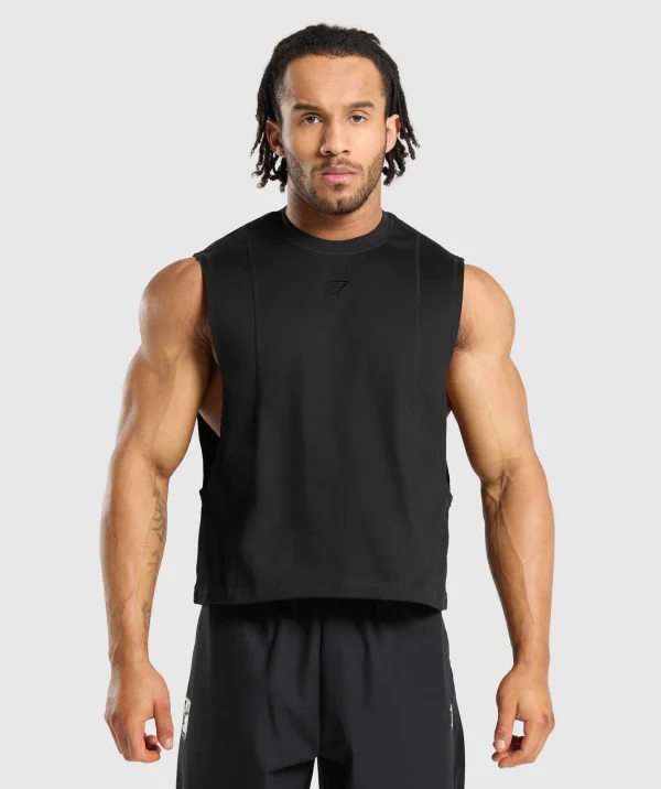 Discount Gymshark Premium Lifting Boxy Cut Off Tank Black