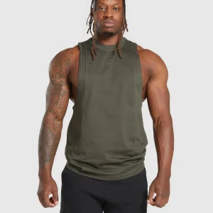 New Gymshark Premium Lifting Drop Arm Tank StrengthGreen