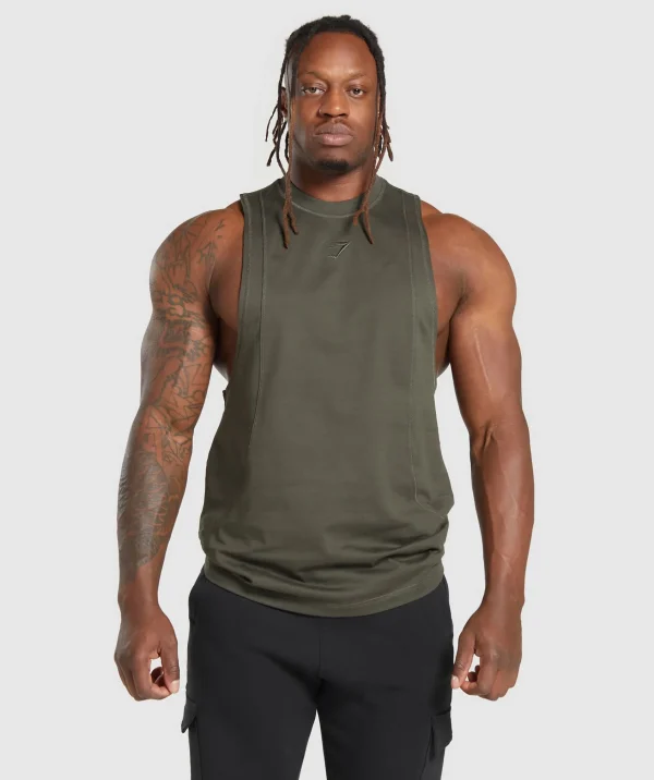 New Gymshark Premium Lifting Drop Arm Tank StrengthGreen