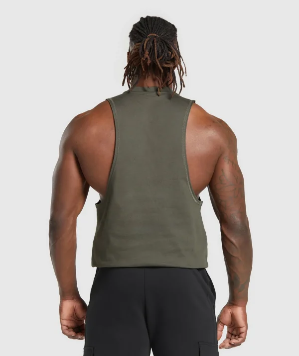 New Gymshark Premium Lifting Drop Arm Tank StrengthGreen