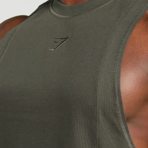 New Gymshark Premium Lifting Drop Arm Tank StrengthGreen