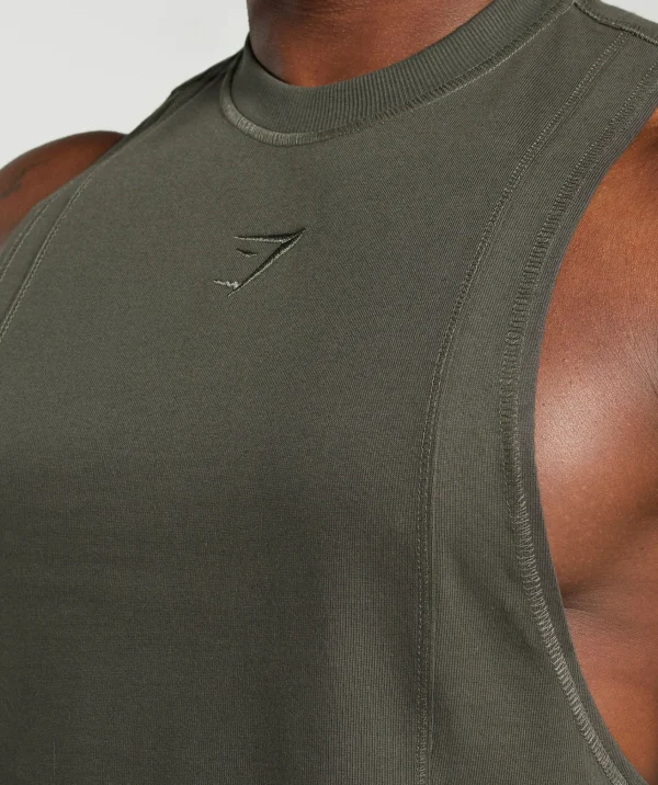 New Gymshark Premium Lifting Drop Arm Tank StrengthGreen