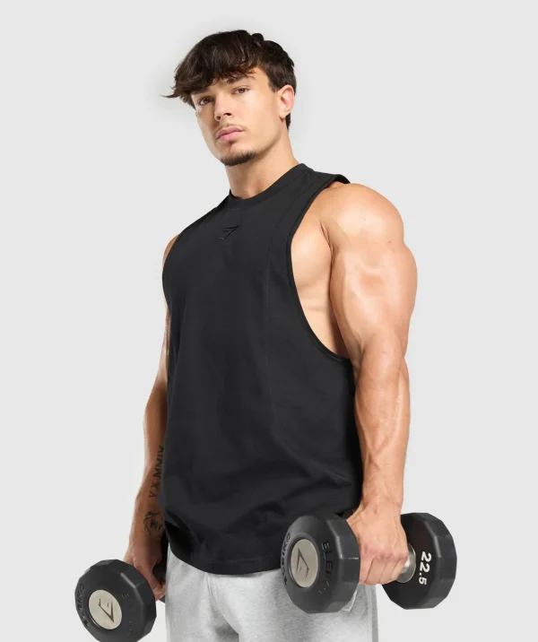 Sale Gymshark Premium Lifting Drop Arm Tank Black