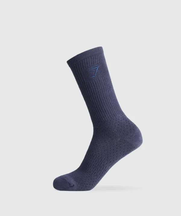 Fashion Gymshark Premium Sharkhead Crew Sock HeavyBlue