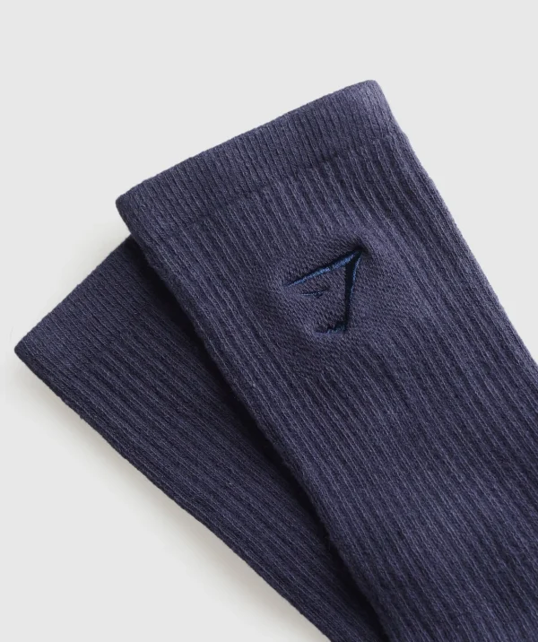 Fashion Gymshark Premium Sharkhead Crew Sock HeavyBlue