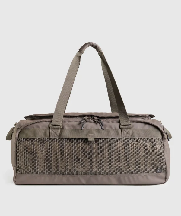 Hot Gymshark Pursuit Duffle Bag CamoBrown/CementBrown