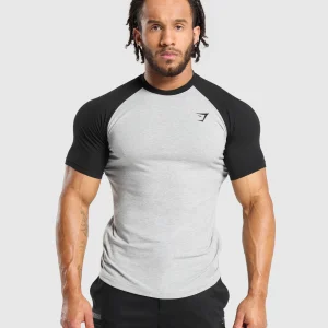 Online Gymshark Raglan T-Shirt LightGreyCoreMarl/Black