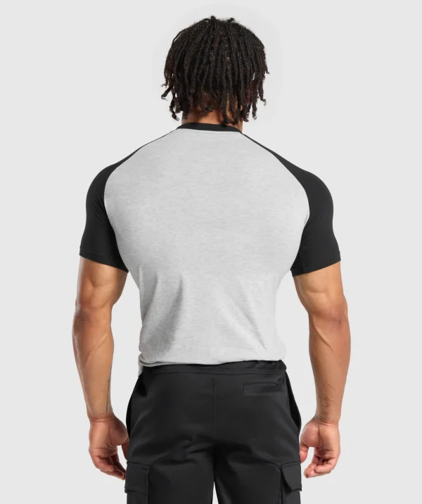 Online Gymshark Raglan T-Shirt LightGreyCoreMarl/Black